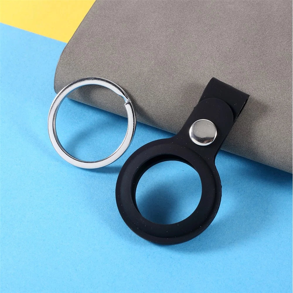 Buckled Closure Silicone Protective Cover for Apple AirTag - Black - 6