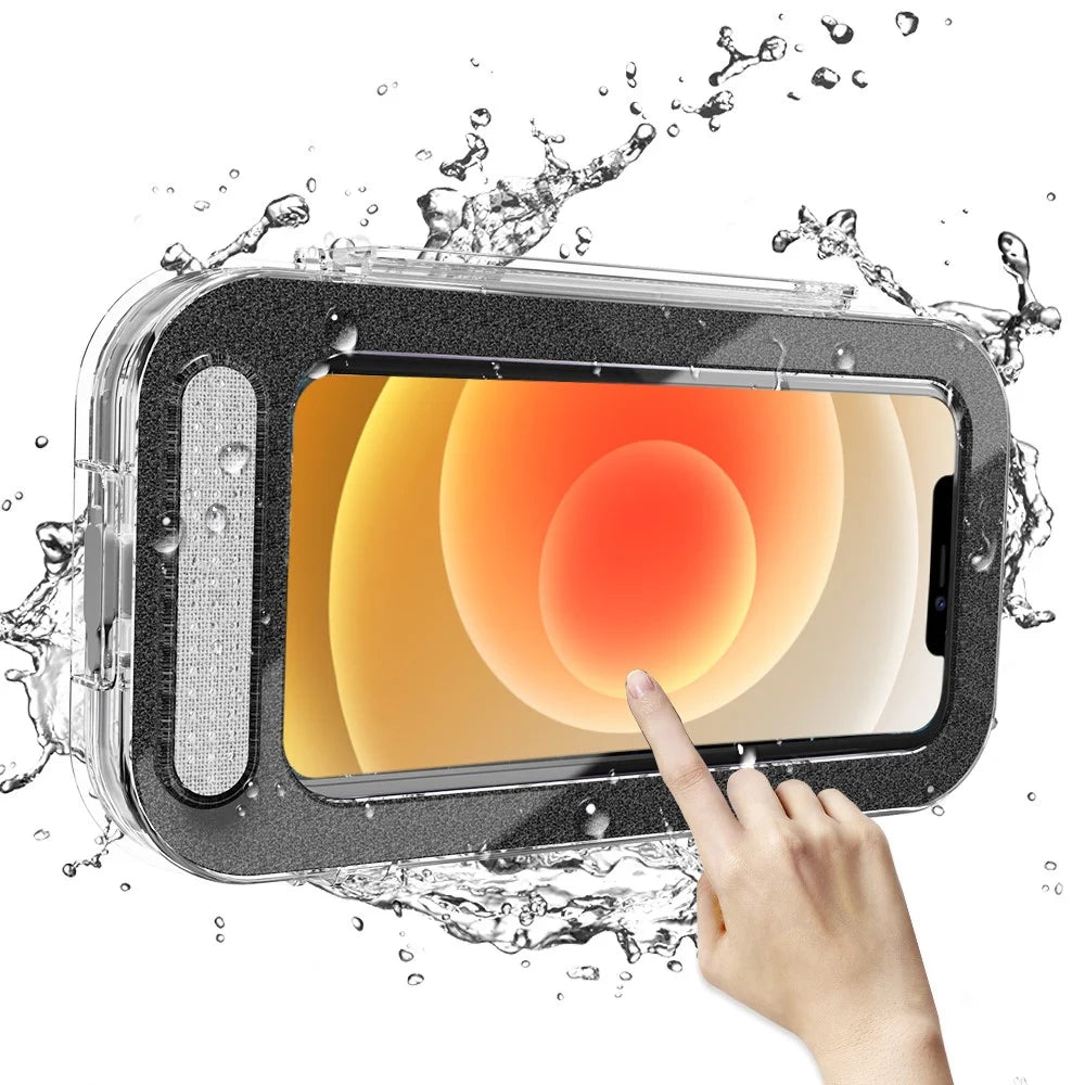 Bathroom Kitchen Anti-Fog Waterproof Mobile Phone Holder Box Wall Mounted Shower Touch Screen Phone Storage Case - 1