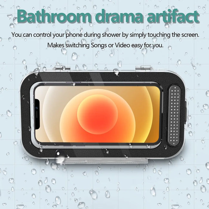 Bathroom Kitchen Anti-Fog Waterproof Mobile Phone Holder Box Wall Mounted Shower Touch Screen Phone Storage Case - 2