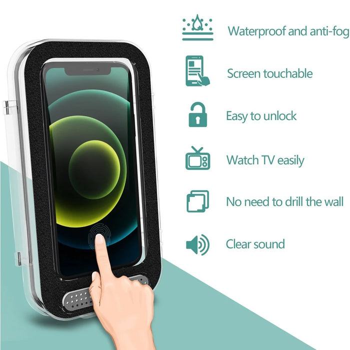 Bathroom Kitchen Anti-Fog Waterproof Mobile Phone Holder Box Wall Mounted Shower Touch Screen Phone Storage Case - 4