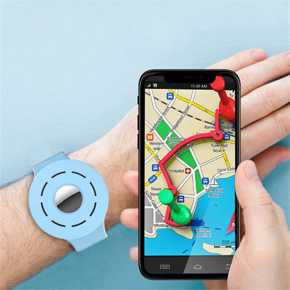 Hollow Out Design Silicone Bracelet Anti-Lost Protective Cover Case Wristband for Apple AirTag Tracker - Green - 2