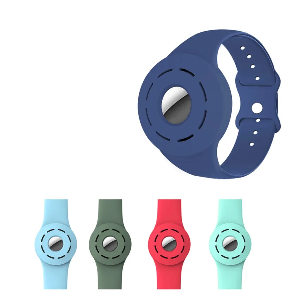 Hollow Out Design Silicone Bracelet Anti-Lost Protective Cover Case Wristband for Apple AirTag Tracker - Green - 6