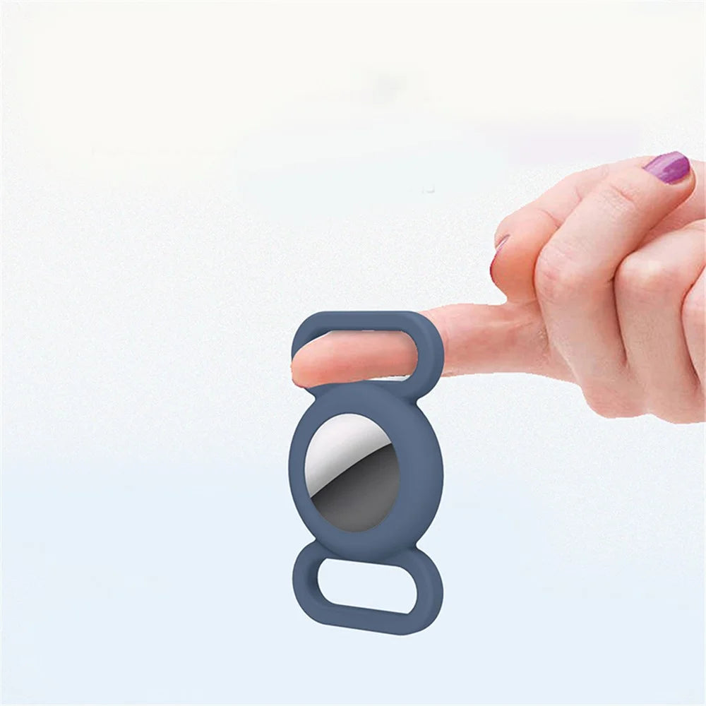 Anti-lost Pet Kids Elderly Bag Tracking Locator Silicone Protective Case Cover for Apple AirTag - Midnight Blue - 4