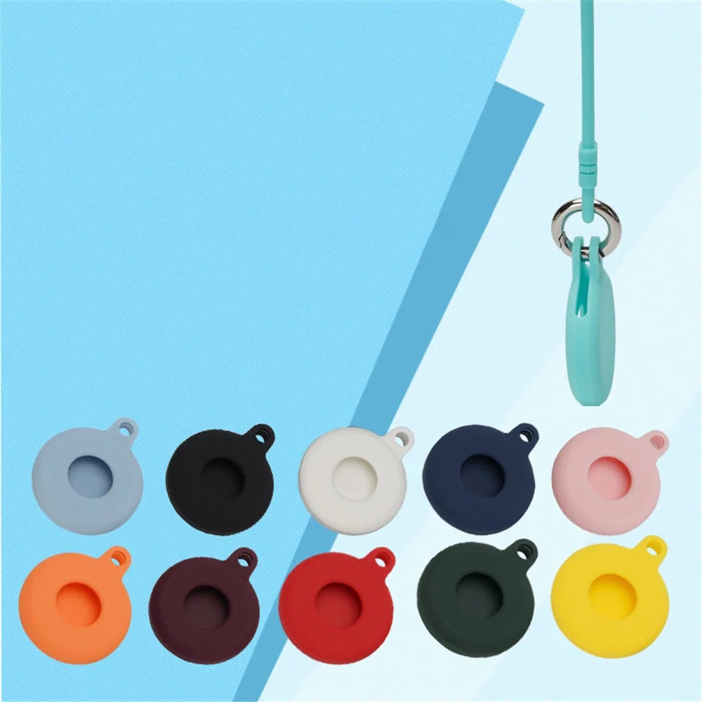 Round Silicone Anti-lost Protective Case Cover with Buckle Rope for Apple AirTag Bluetooth-compatible Locator - Luminous Green - 5