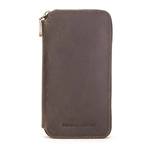 CONTACTS FAMILY Portable Watch Storage Case Genuine Leather Zipper Watch Bag Holder for 2 Watches - 1