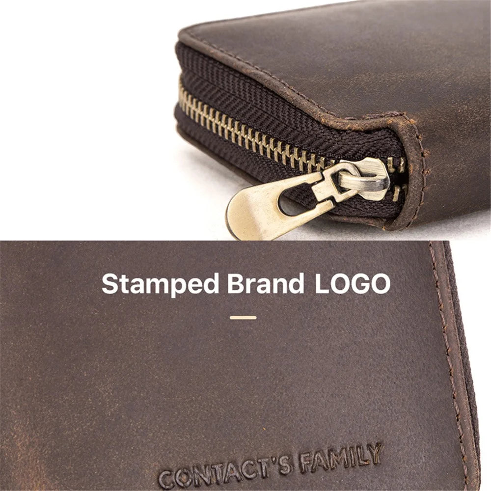 CONTACTS FAMILY Portable Watch Storage Case Genuine Leather Zipper Watch Bag Holder for 2 Watches - 6