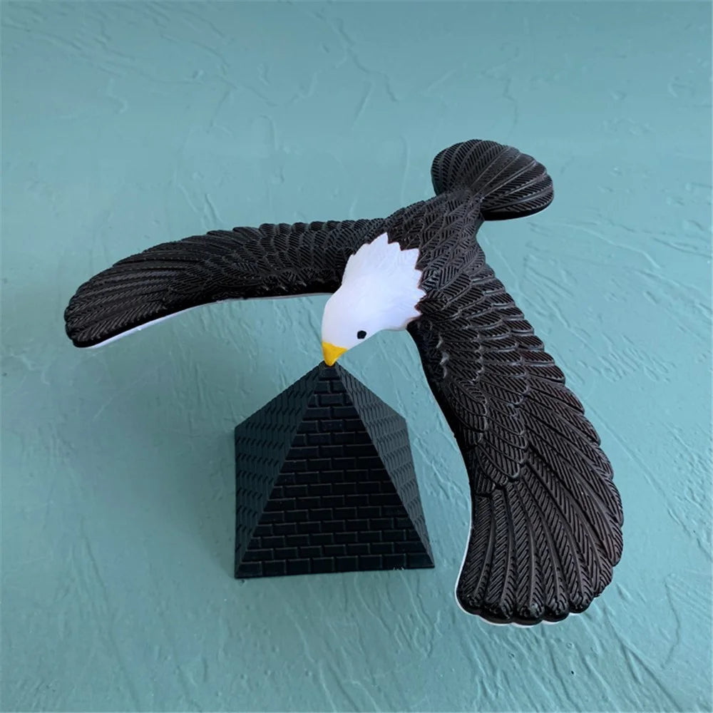 Balance Eagle Bird with Pyramid Stand Magic Toy Keep Balance Learning Toy for Home Office - Black - 7