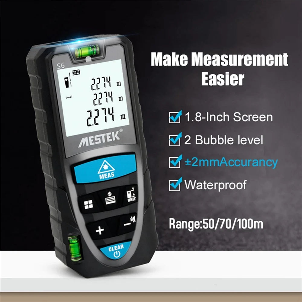 MESTEK S6 Multifunction Distance Meter Laser Measure Meter 50m/164ft Digital Screen Portable Area Volume Measure Tool - 3