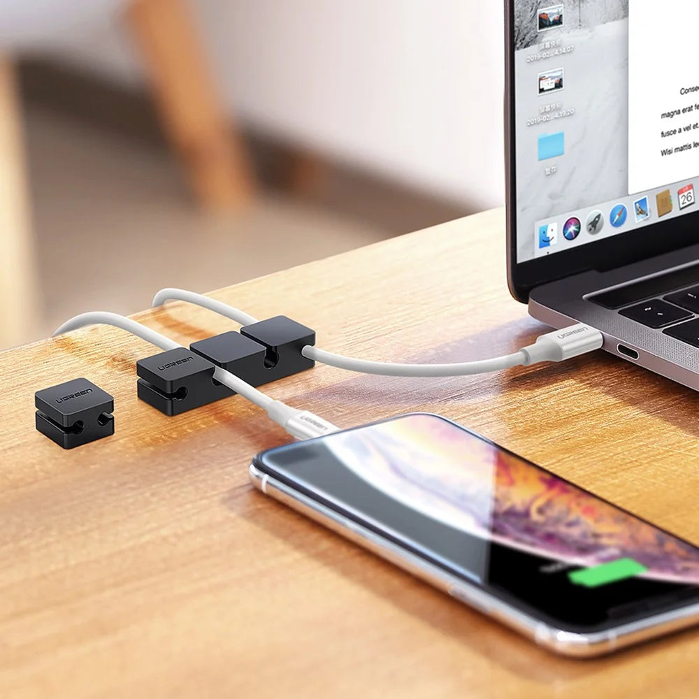 UGREEN For Mouse Headphone Earphone Cable Clips Organizer Silicone USB Cable Winder Flexible Cable Management Clips Cable Holder - 6