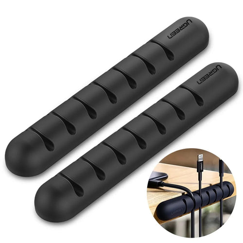 UGREEN 2Pcs Cable Organizer Clips Cord Holder 7 Slots Self Adhesive Silicone Cable Management - 1
