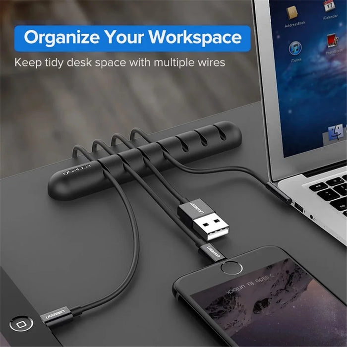 UGREEN 1Pc 7 Slots Cable Organizer Silicone USB Cable Winder Flexible Cable Management Clip - 4