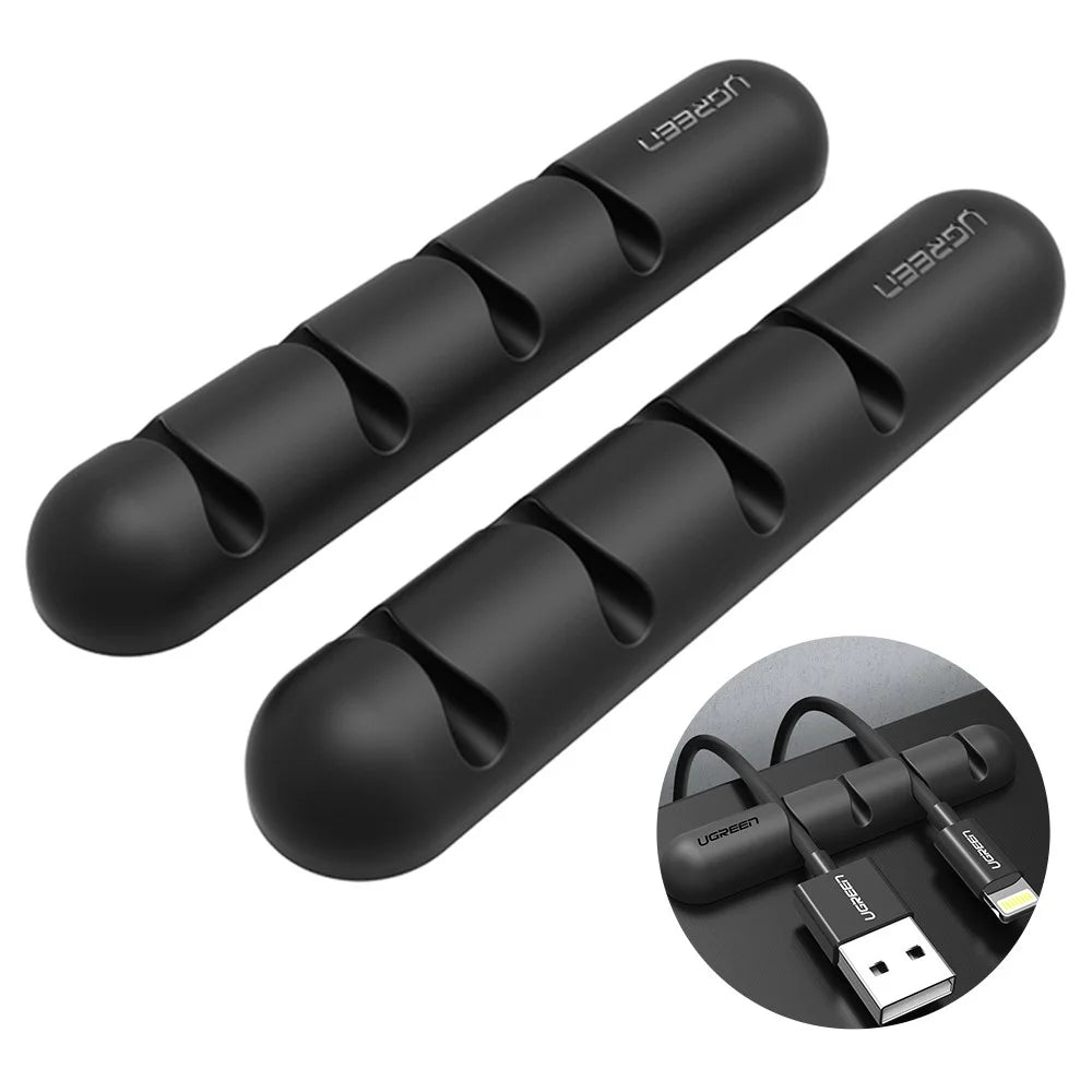 UGREEN 2Pcs 4 Slots Self Adhesive Silicone Cable Management Cable Organizer Clips Cord Holder - 1
