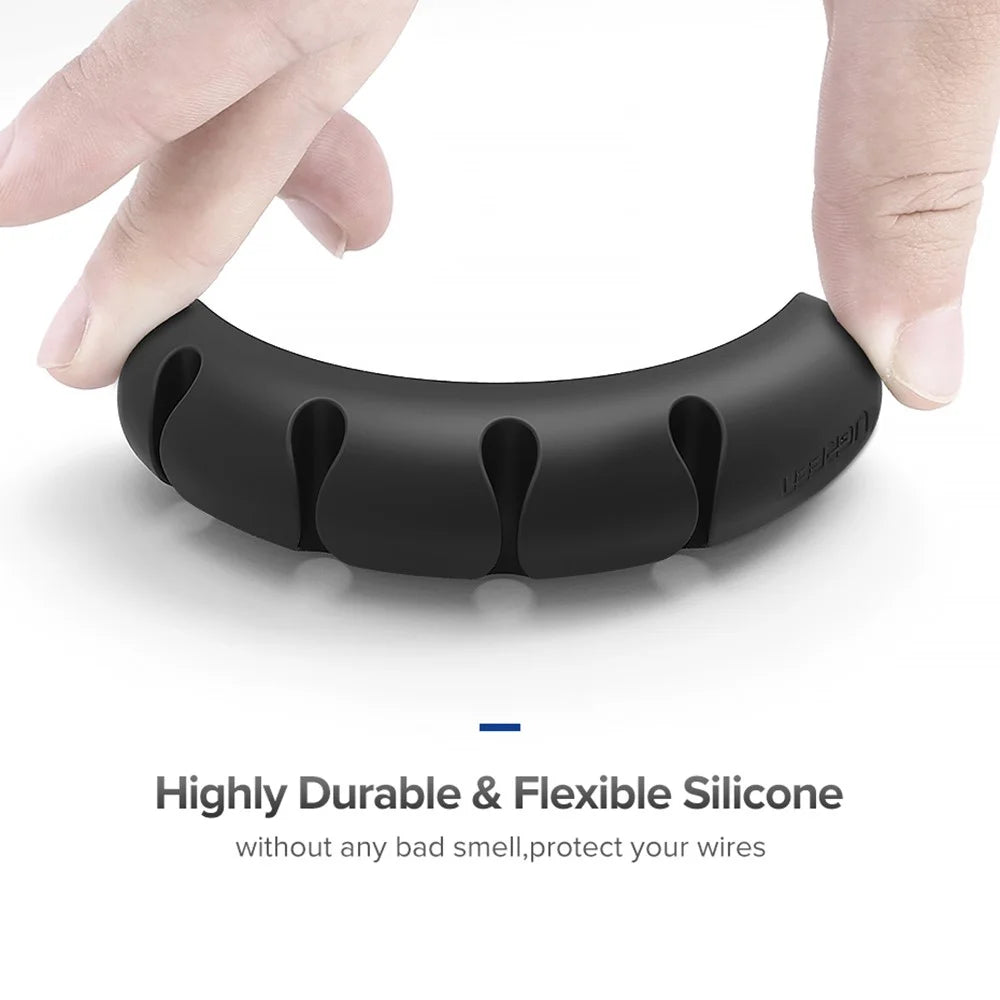 UGREEN 2Pcs 4 Slots Self Adhesive Silicone Cable Management Cable Organizer Clips Cord Holder - 7