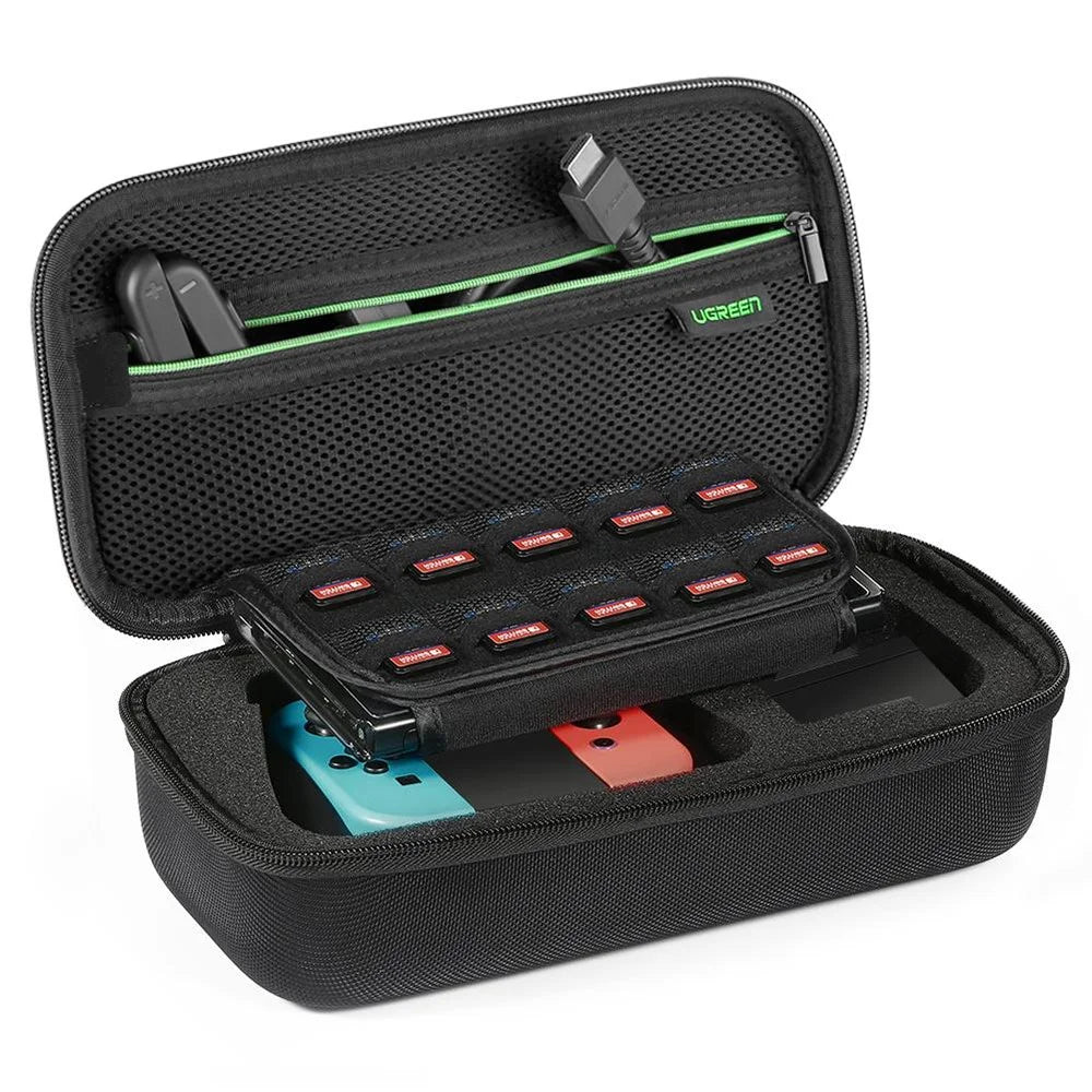 UGREEN Oxford Cloth Storage Bag Hard Shell Case for Nintendo Switch Game Console Shockproof Box, Size S - 1