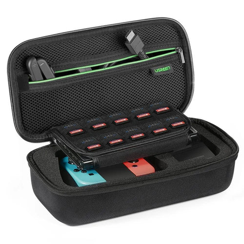 UGREEN Oxford Cloth Storage Bag Hard Shell Case for Nintendo Switch Game Console Shockproof Box, Size S - 1