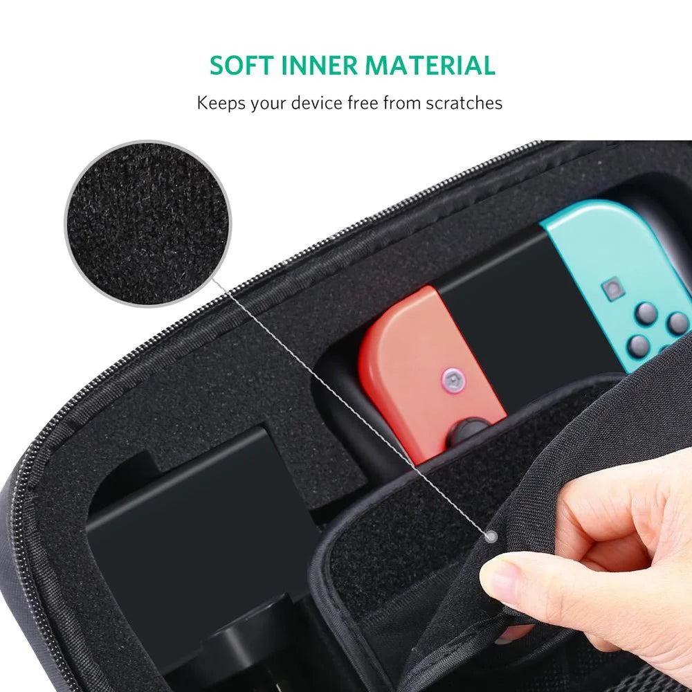 UGREEN Oxford Cloth Storage Bag Hard Shell Case for Nintendo Switch Game Console Shockproof Box, Size S - 3