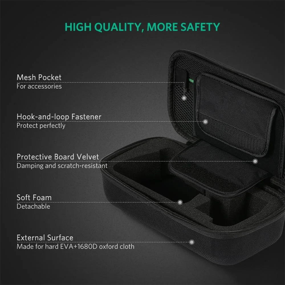 UGREEN Oxford Cloth Storage Bag Hard Shell Case for Nintendo Switch Game Console Shockproof Box, Size S - 4