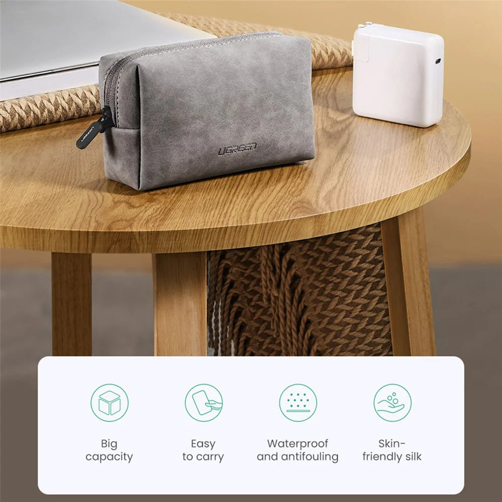 UGREEN 80359 Portable Travel PU Leather Digital Accessories Storage Bag USB Cable Charging Adapter Earphone Carrying Bag - 2