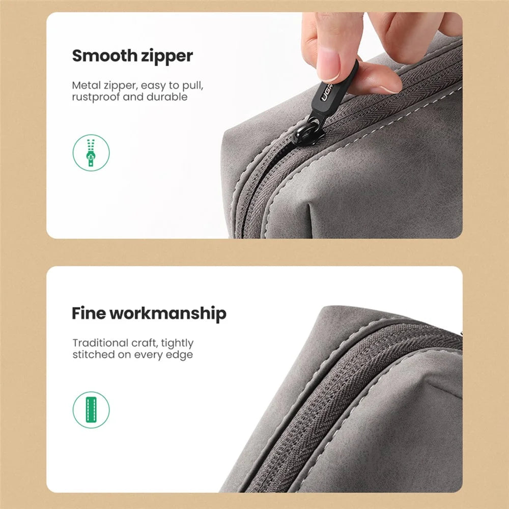 UGREEN 80359 Portable Travel PU Leather Digital Accessories Storage Bag USB Cable Charging Adapter Earphone Carrying Bag - 4