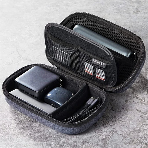 UGREEN Electronic Accessories Organizer Double Zipper Multi-function Hard Shell Storage Box with Carabiner - 2