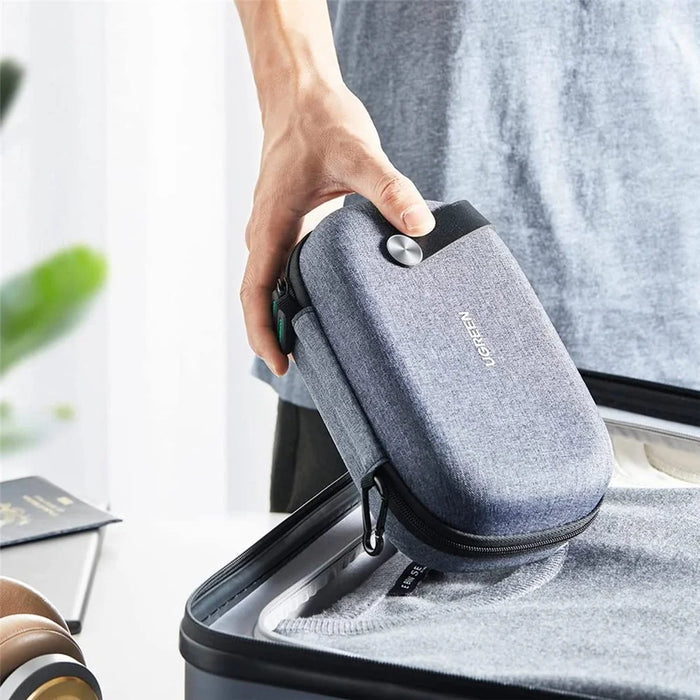 UGREEN Electronic Accessories Organizer Double Zipper Multi-function Hard Shell Storage Box with Carabiner - 3