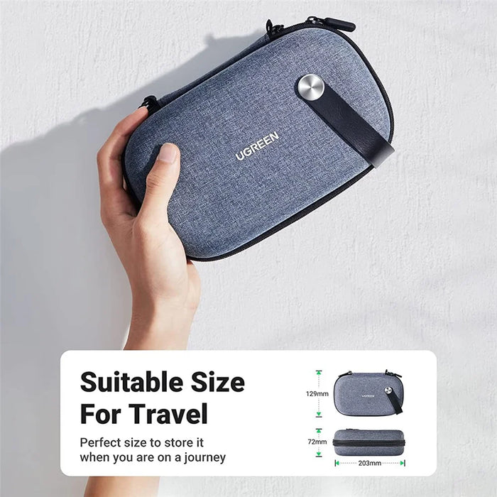 UGREEN Electronic Accessories Organizer Double Zipper Multi-function Hard Shell Storage Box with Carabiner - 4