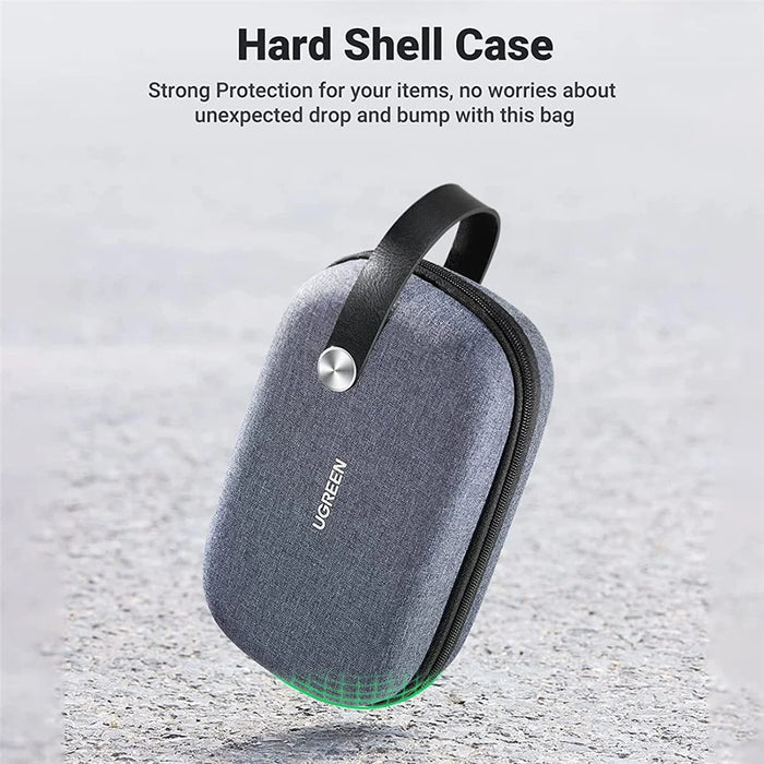 UGREEN Electronic Accessories Organizer Double Zipper Multi-function Hard Shell Storage Box with Carabiner - 5