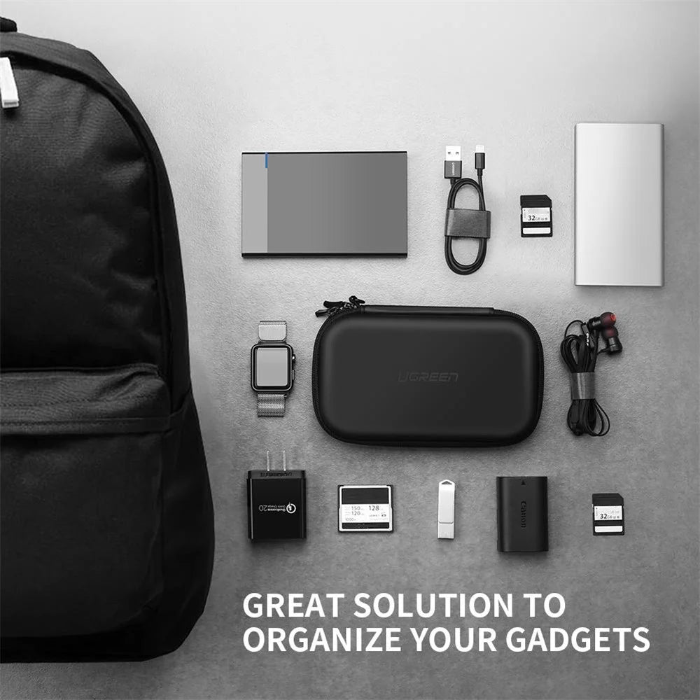 UGREEN 2.5inch External HDD SSD Storage Bag Shockproof Hard Case for Power Bank USB Cable Charger Headphones, 17.3x10.3x4.4cm - 5
