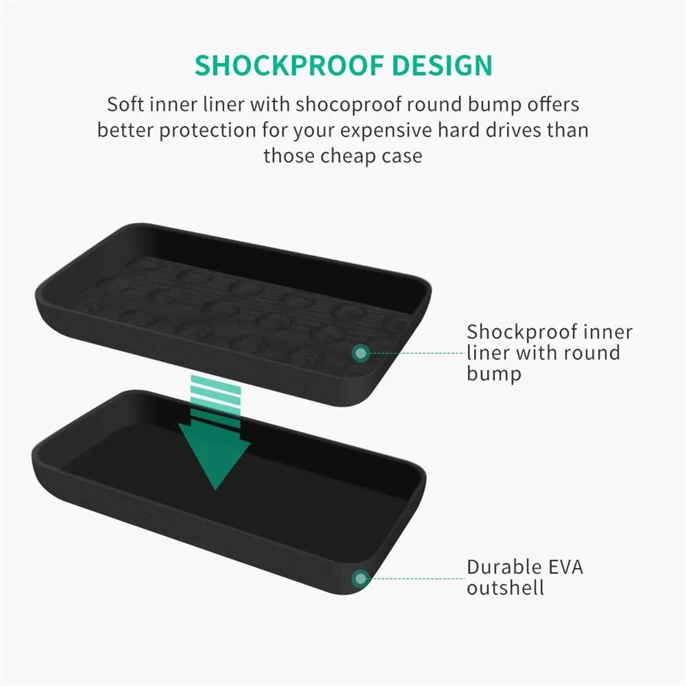 UGREEN 2.5inch External HDD SSD Storage Bag Shockproof Hard Case for Power Bank USB Cable Charger Headphones, 17.3x10.3x4.4cm - 6