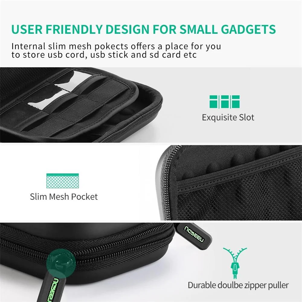 UGREEN 2.5inch External HDD SSD Storage Bag Shockproof Hard Case for Power Bank USB Cable Charger Headphones, 17.3x10.3x4.4cm - 7