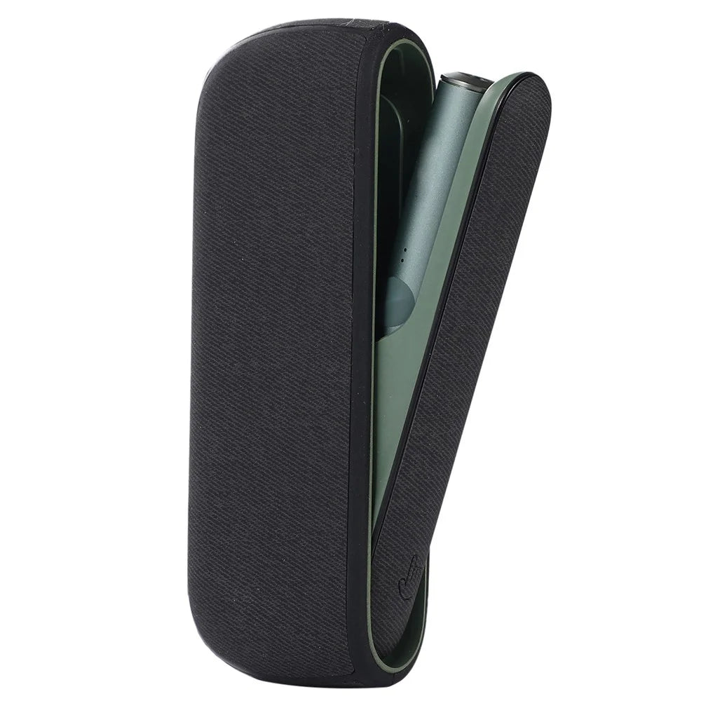 Protective Case for IQOS ILUMA, Stylish Pattern PU Leather + TPU Anti-scratch Dust-proof Cover Protector - Black - 1