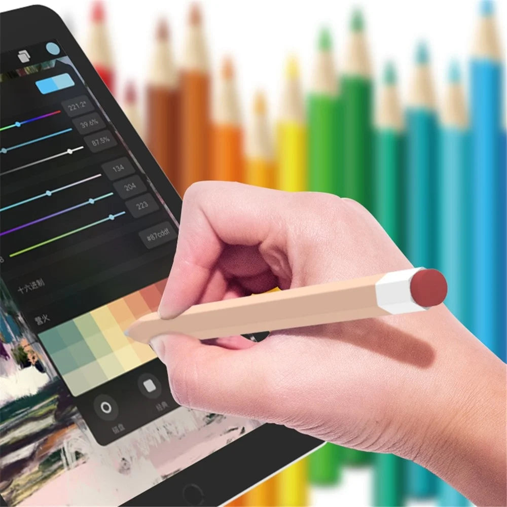 LOVE MEI For Apple Pencil Pro / Pencil (2nd Generation) Vintage Liquid Silicone Protective Sleeve Stylus Pen Anti-Drop Anti-Dust Cover - Baby Blue - 5