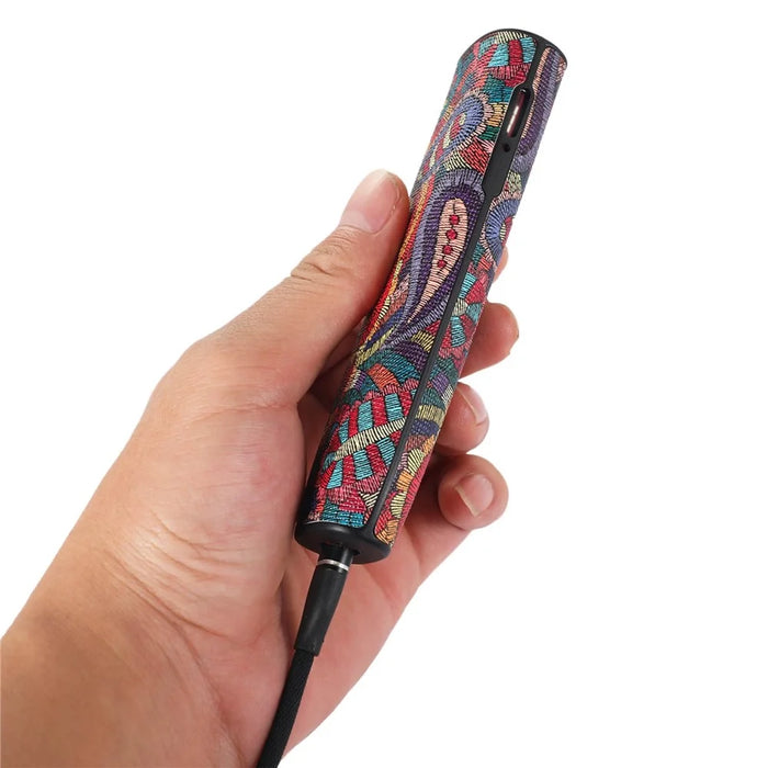 For IQOS ILUMA ONE Stylish Pattern E-cigarette Drop-proof Cover TPU+PU Leather Anti-scratch Case - Red Flower - 3