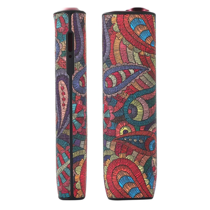For IQOS ILUMA ONE Stylish Pattern E-cigarette Drop-proof Cover TPU+PU Leather Anti-scratch Case - Red Flower - 7