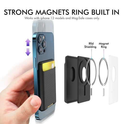 AHASTYLE PT133 Magnetic Phone Card Holder Wallet Card Storage Pouch for Back of Cell Phone - Black - 2