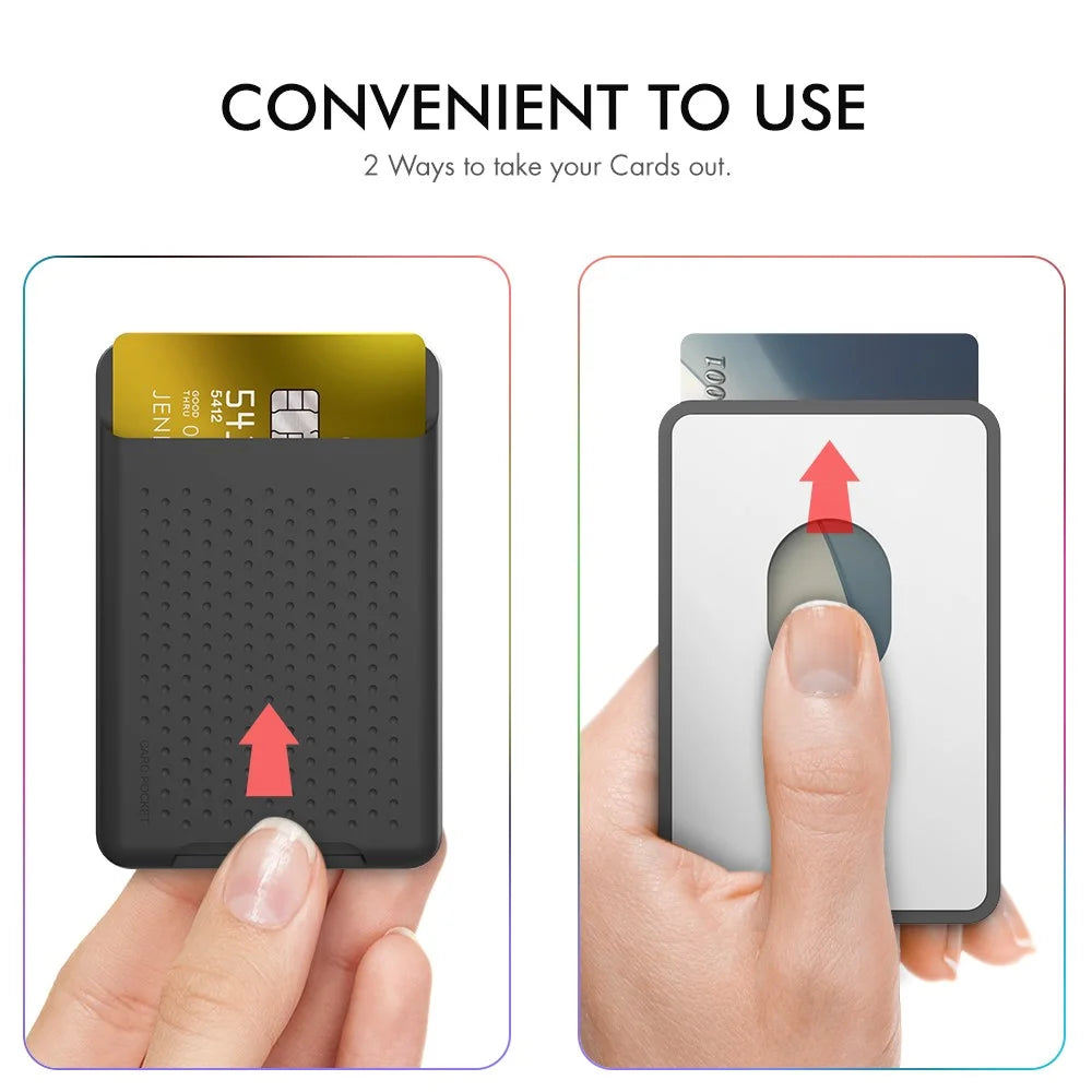 AHASTYLE PT133 Magnetic Phone Card Holder Wallet Card Storage Pouch for Back of Cell Phone - Black - 4