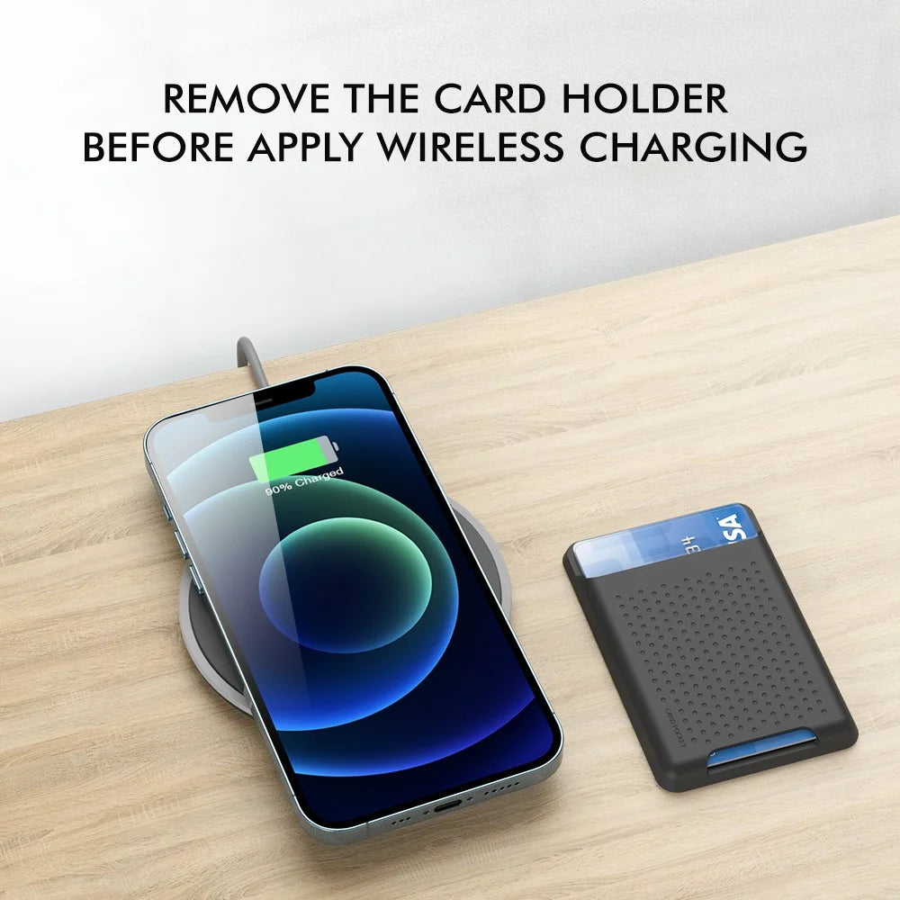 AHASTYLE PT133 Magnetic Phone Card Holder Wallet Card Storage Pouch for Back of Cell Phone - Black - 5