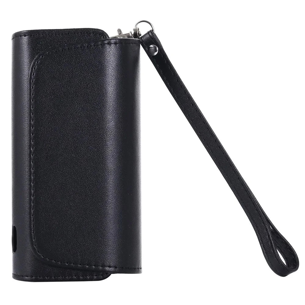 Microfiber Leather Storage Bag for IQOS ILUMA , Portable Cigarette Carrying Case with Strap - Black - 1