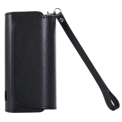 Microfiber Leather Storage Bag for IQOS ILUMA , Portable Cigarette Carrying Case with Strap - Black - 1