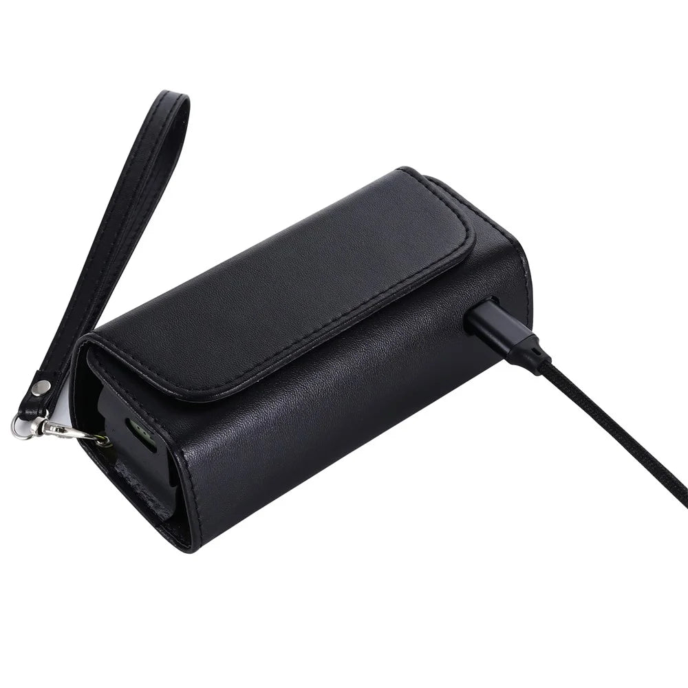 Microfiber Leather Storage Bag for IQOS ILUMA , Portable Cigarette Carrying Case with Strap - Black - 3