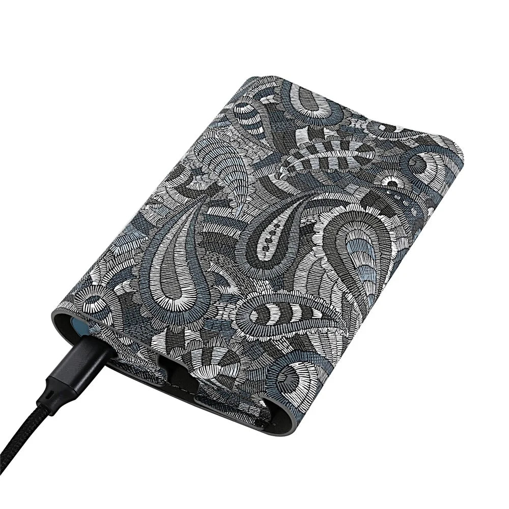 PU Leather Storage Bag for IQOS ILUMA One , Pattern Printed Portable Cigarette Cover Box Holder - Paisley / Black - 3