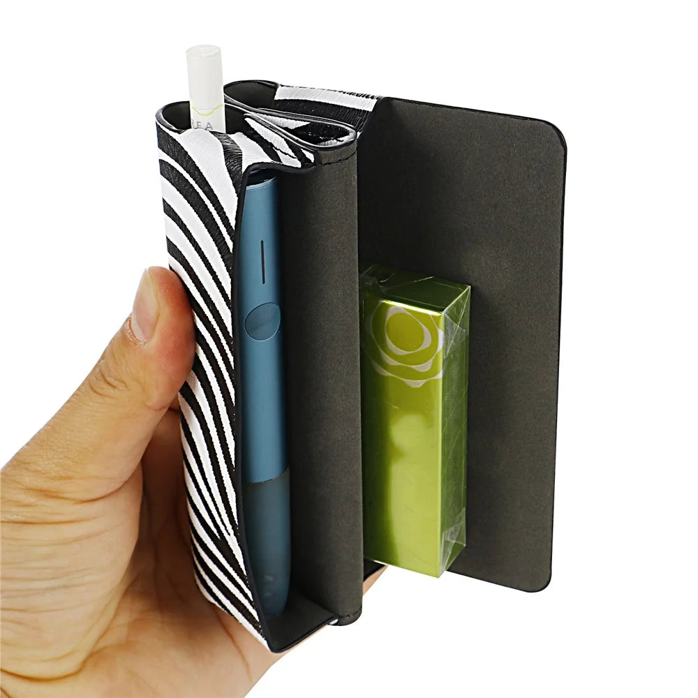 PU Leather Storage Bag for IQOS ILUMA One , Pattern Printed Portable Cigarette Cover Box Holder - Paisley / Black - 5