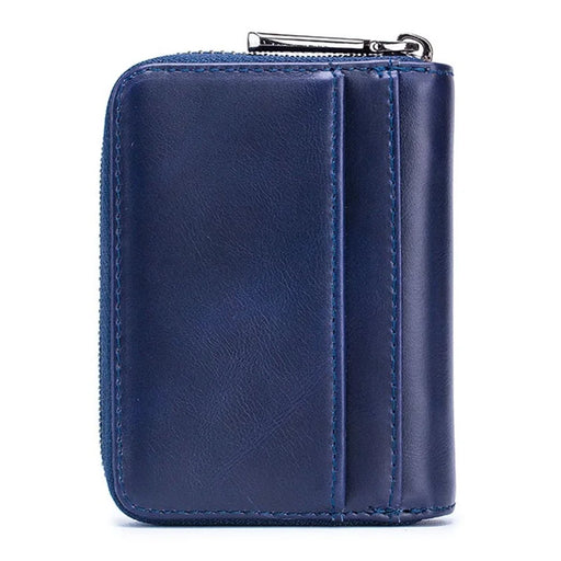 BULLCAPTAIN 05 Mini Wallet Top-Layer Cowhide Leather RFID Blocking Card Pouch Coin Storage Bag - Dark Blue - 2