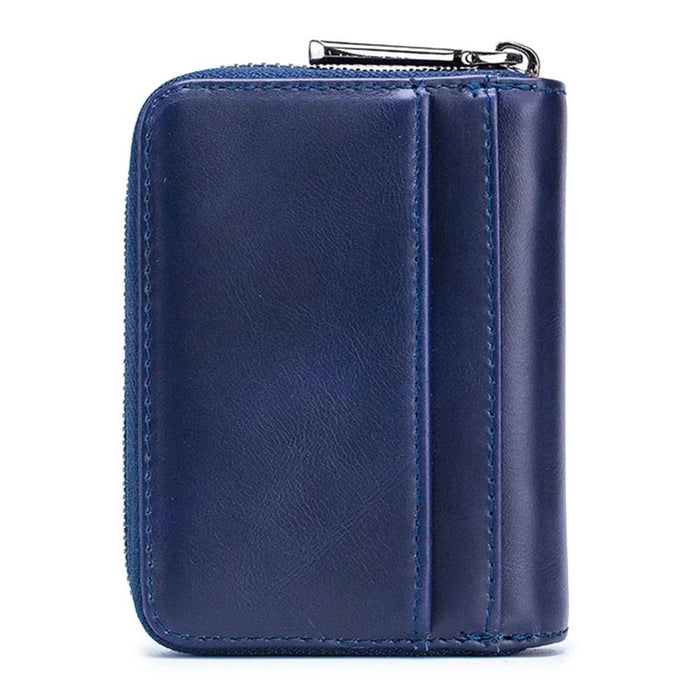 BULLCAPTAIN 05 Mini Wallet Top-Layer Cowhide Leather RFID Blocking Card Pouch Coin Storage Bag - Dark Blue - 2