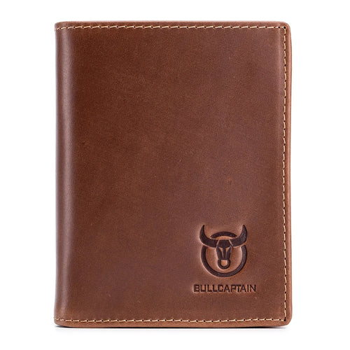 BULLCAPTAIN 027 Thickened Top-Layer Cowhide Leather Wallet RFID Blocking Card Pouch Coin Storage Bag Pouch - Coffee - 1