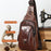 BULLCAPTAIN 110 Top-Layer Cowhide Leather Crossbody Bag Multifunction Outdoor Sports Chest Bag Day Pack Backpack - Brown - 2