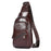 BULLCAPTAIN 0127 Large Chest Bag Top-Layer Cowhide Leather Crossbody Daypack with USB Charging Port - Coffee - 1