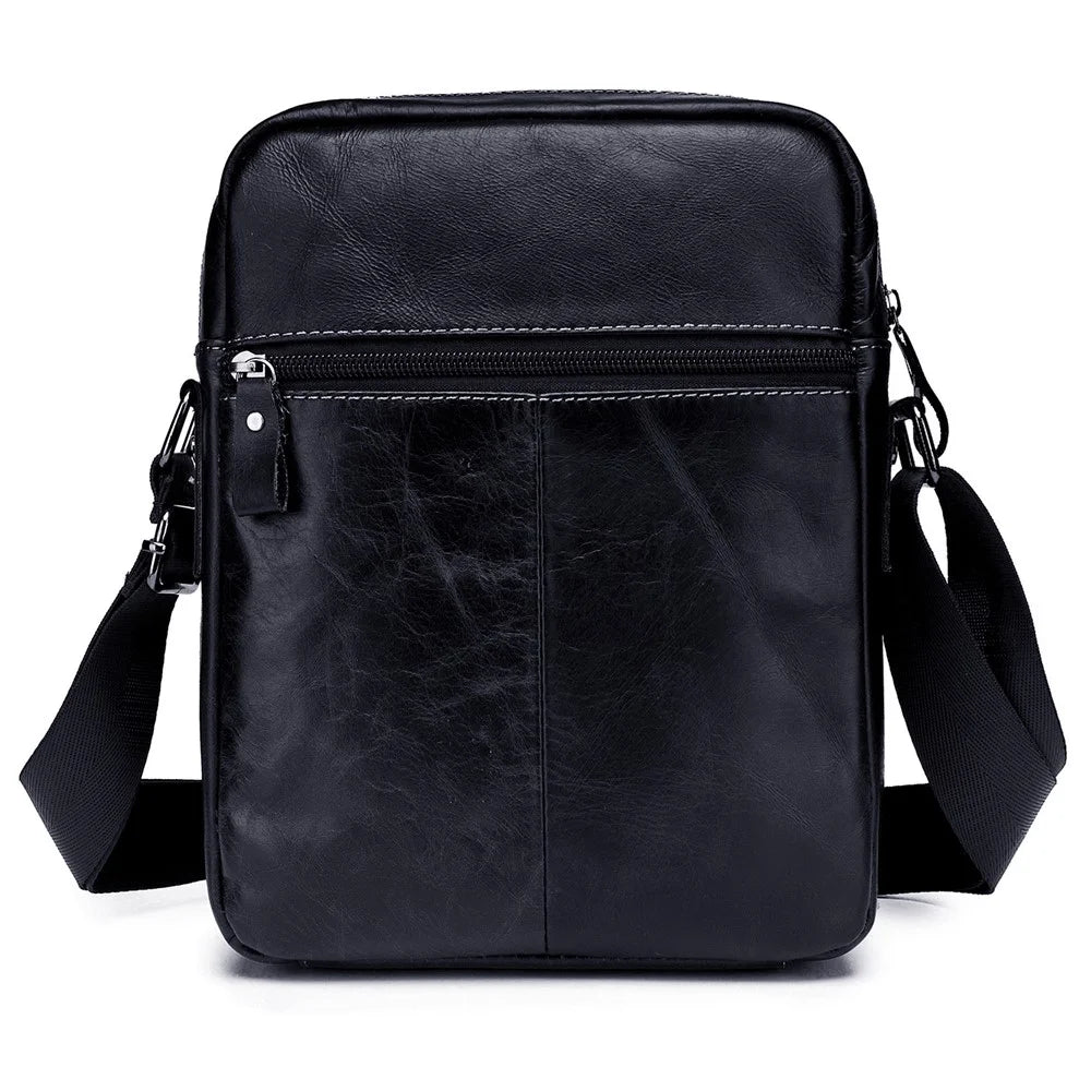 BULLCAPTAIN 053 Business Style Shoulder Bag Top-Layer Cowhide Leather Travel  Bag Large Crossbody Bag, Size: L - Black - 5