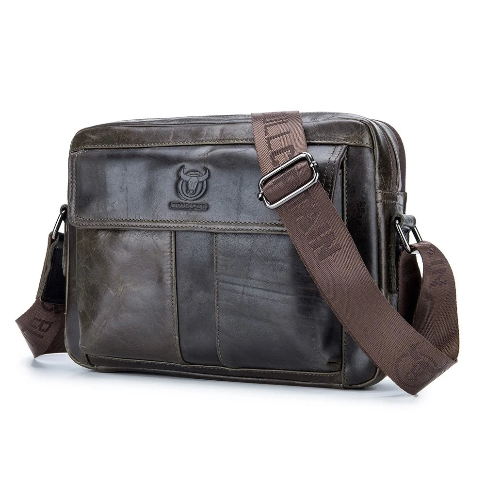 BULLCAPTAIN 035 Crossbody Shoulder Bag Top-Layer Cowhide Leather Tablet Storage Bag - Iron Color - 1