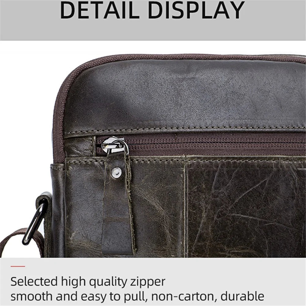 BULLCAPTAIN 035 Crossbody Shoulder Bag Top-Layer Cowhide Leather Tablet Storage Bag - Iron Color - 4